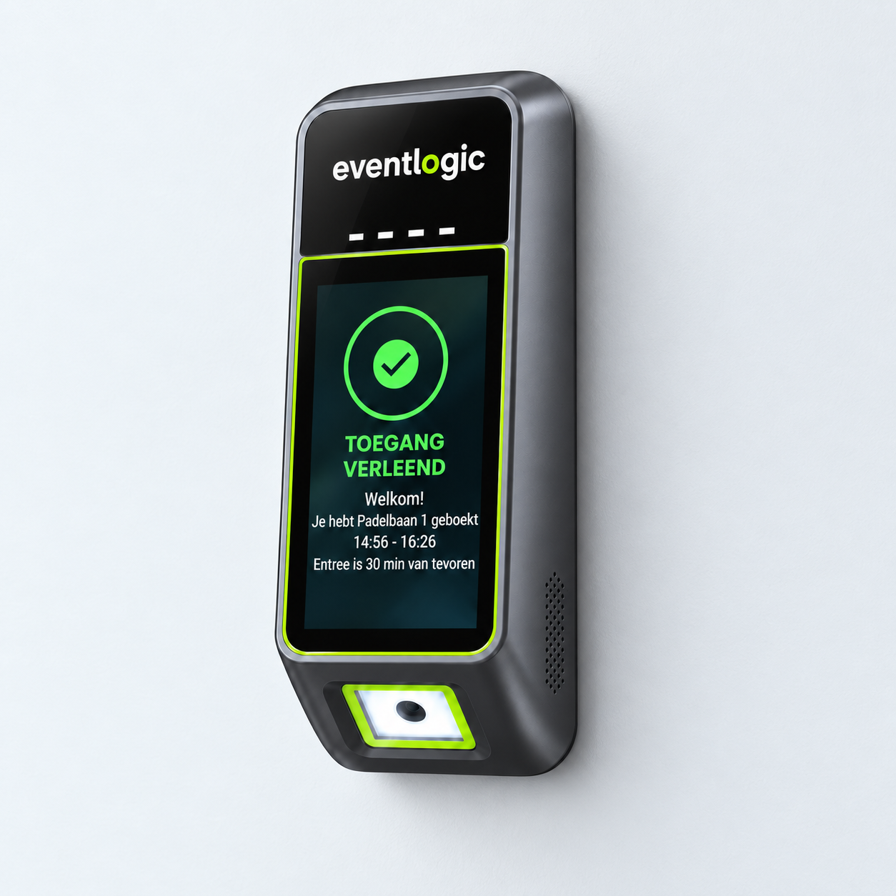 SmartClub Entry in de binnenwanduitvoering met display en QR-lezer